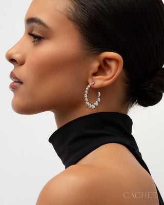 Amicale - Rhodium-Plated Heart Hoop Earrings - CACHET by Paparazzi