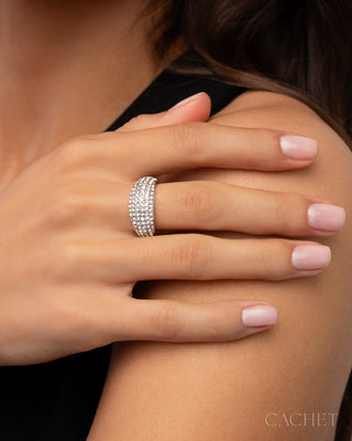 Étincelle - Size 7 - Rhodium-Plated Elevated Rhinestone Ring - CACHET by Paparazzi