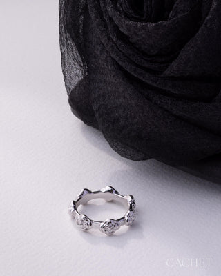 Printemps  - Size 7 -  Rhodium-Plated Flower Ring - CACHET by Paparazzi