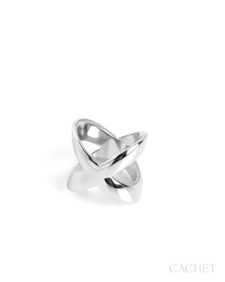 Capricieuse  - Size 8 -  Rhodium-Plated Cross Ring - CACHET by Paparazzi