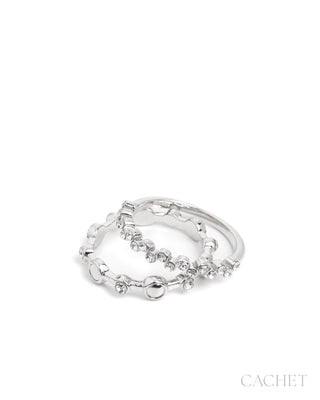 Captivante - Size 8 - Rhodium-Plated Rhinestone Ring Set - CACHET by Paparazzi