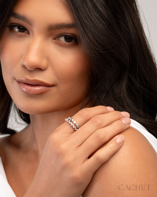 Captivante - Size 8 - Rhodium-Plated Rhinestone Ring Set - CACHET by Paparazzi