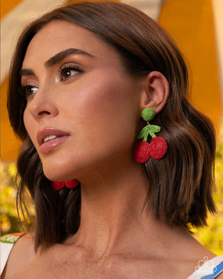 Crafted Cherry - Red - Paparazzi Earrings