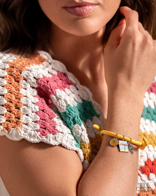 Summer Suite - Yellow - Cord & Charm Paparazzi Sliding Knot Bracelet