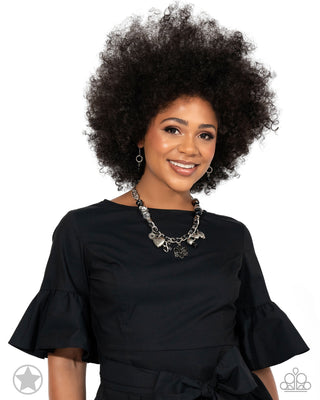 Charmed, I am Sure - Black - Inspirational/Religious Luke 10:27 Heart and Flower Paparazzi Short Necklace