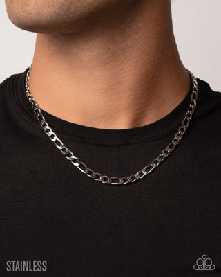 Curb Side silver curb chain short necklace, model view
