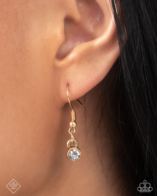 Dominant Dignity - Gold - Tiered Chain White Rhinestone Paparazzi Short Necklace - March 2025 Magnificent Musings