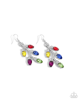 Christmas Lights - Multi - Black Diamond Exclusive - Silver Paparazzi Earrings