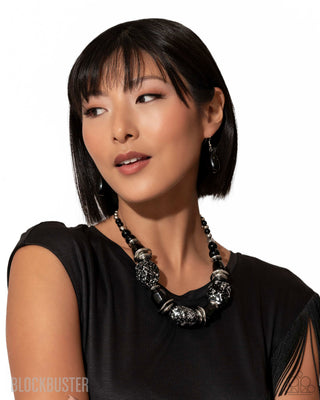 In Good Glazes - Black - Metallic Speckled Bead Paparazzi Short Necklace