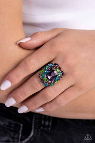 Perfectly Park Avenue - Purple - Green and Blue Radiant and Oval Cut Gem Paparazzi Ring