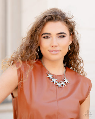 Rockstar Ready - White - Rhinestone Star Paparazzi Short Necklace