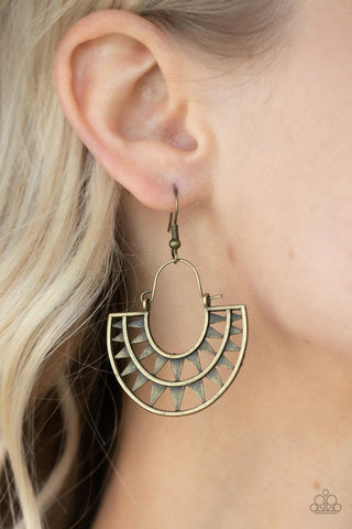 Solar Surge - Brass - Triangular Pattern Paparazzi Fishhook Earrings