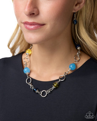Park Day blue and silver layered bead necklace modeled