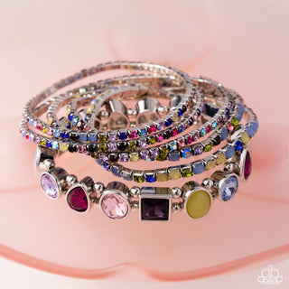 Multicolor rhinestone bracelet set