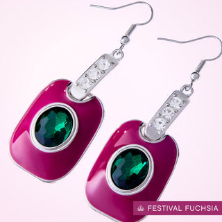 Square Sentiment pink and silver fishhook earrings, additional view