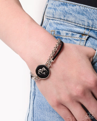 Western Roundup black and silver horse western bracelet modeled