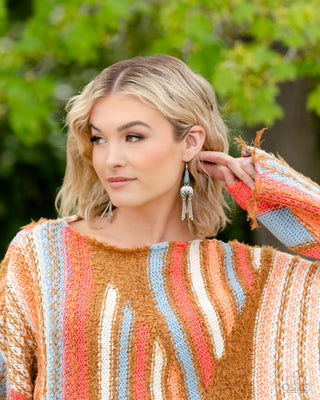 Highland Haute - Blue - Turquoise Stone Floral Paparazzi Fishhook Earrings