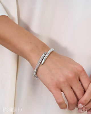 Silver rhinestone bracelet close-up on wrist