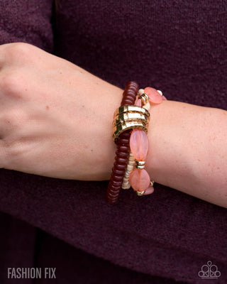 Boho Class orange beaded bracelet modeled