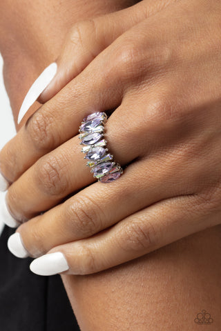 Kaleidoscopic Knockout - Purple - Marquise Cut Gem Paparazzi Dainty Ring