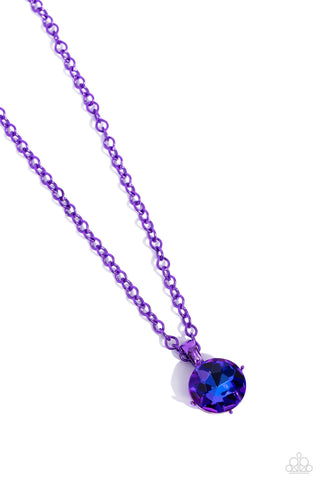 Las Vegas DIP - Purple - Oversized UV Gem Painted Chain Paparazzi Short Necklace