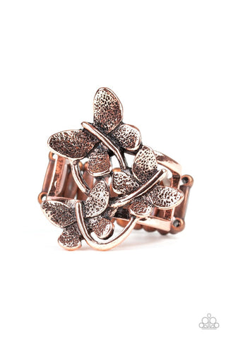 Full of Flutter Copper Paparazzi Ring