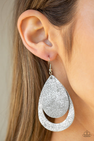 Fiery Firework Silver Paparazzi Earrings