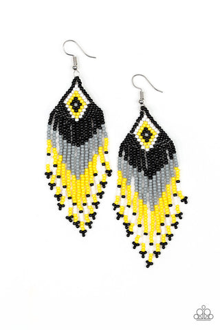 Wind Blown Wanderer Multi Yellow Paparazzi Earrings
