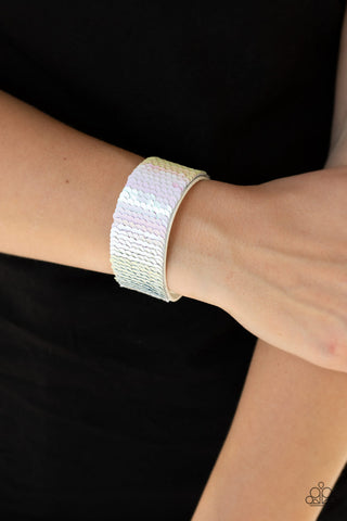 Mer-mazingly Mermaid - Pink - Iridescent Sequin Paparazzi Snap Wrap Bracelet