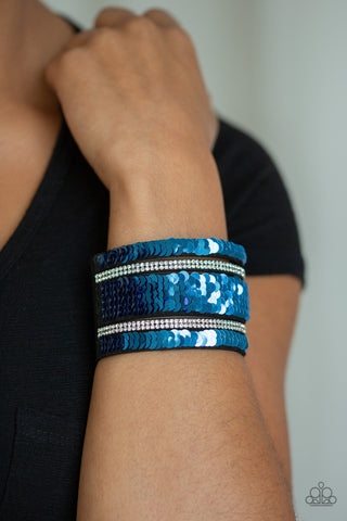 MERMAID Service - Pink- and Blue Reversible Sequin Paparazzi Snap Wrap Bracelet