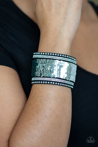MERMAIDS Have More Fun - Green - Sequin Reversible Paparazzi Snap Wrap Bracelet