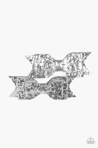 Sugar and Spice Silver Paparazzi Hair Bows Clips