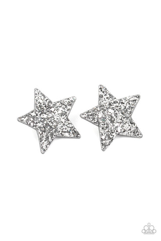 Star Spangled Superstar Silver Paparazzi Hair Clips