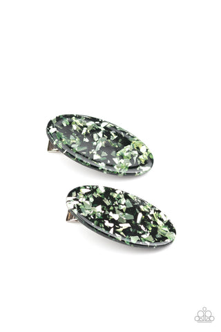 Get OVAL Yourself! Black Green Paparazzi Hair Clips
