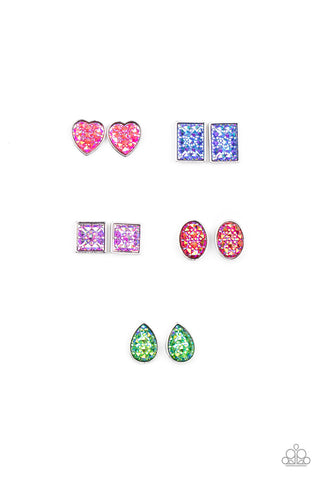 Kid's Starlet Shimmer Glitter Shape Post Earrings Set