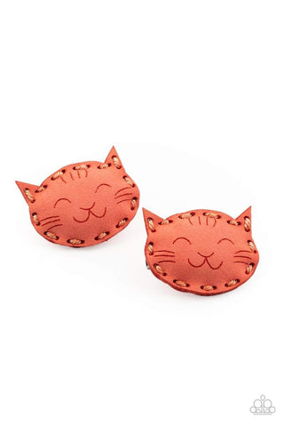 MEOW You're Talking! Orange Paparazzi Hair Clips