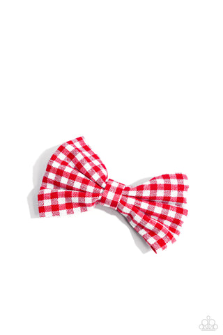 Gingham Grove - Red - Plaid Paparazzi Hair Bow