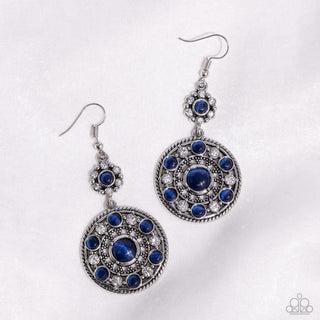 Party at My PALACE - Blue - Cat's Eye Stone and White Rhinestone Paparazzi Fishhook Earrings