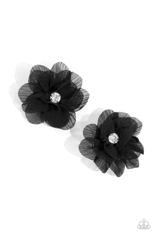 Perennial Palace - Black - Chiffon Flower Paparazzi Hair Clips