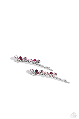 Bubbly Ballroom - Pink - and Iridescent Rhinestone Paparazzi Hair Pins