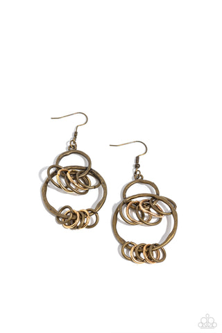 Rebel Ringer - Multi - Mixed Metal Gold and Brass Hoop Paparazzi Fishhook Earrings