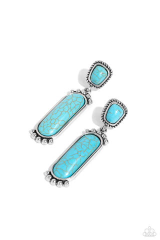Southern Charm - Blue - Turquoise Elongated Stone Paparazzi Post Earrings