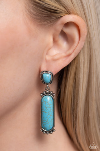 Southern Charm - Blue - Turquoise Elongated Stone Paparazzi Post Earrings