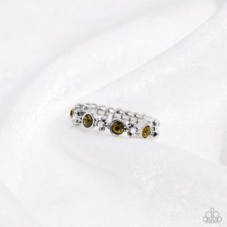 Modestly Modern - Green - Rhinestone Dainty Paparazzi Ring