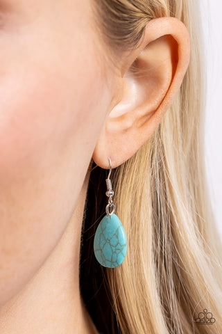 Rodeo Royale - Blue - Oversized Turquoise Stone Paparazzi Short Necklace