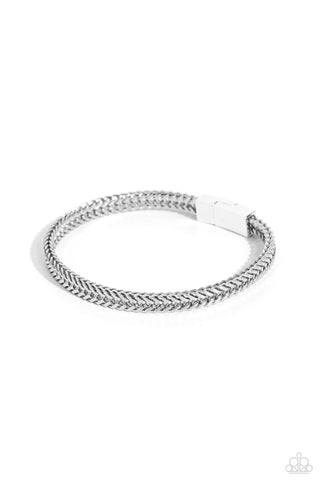 City Crusader - Silver - Angular Chain Paparazzi Magnetic Men's Bracelet