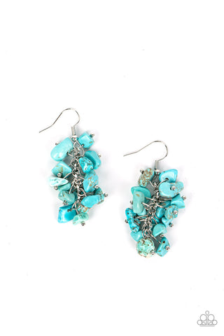 Pebble Palette - Blue - Turquoise Pebble Stone Paparazzi Fishhook Earrings