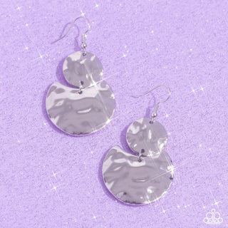 Monochromatic Charisma - Silver - Hammered Disc Paparazzi Fishhook Earrings