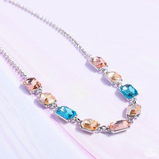 Emerald Envy - Multi - Emerald Cut Gem Paparazzi Short Necklace - February 2023 Life of the Party Exclusive
