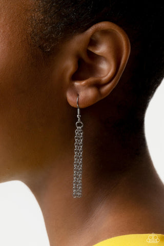 Subtle Season - Silver - Asymmetrical Teardrop Frame Paparazzi Short Necklace